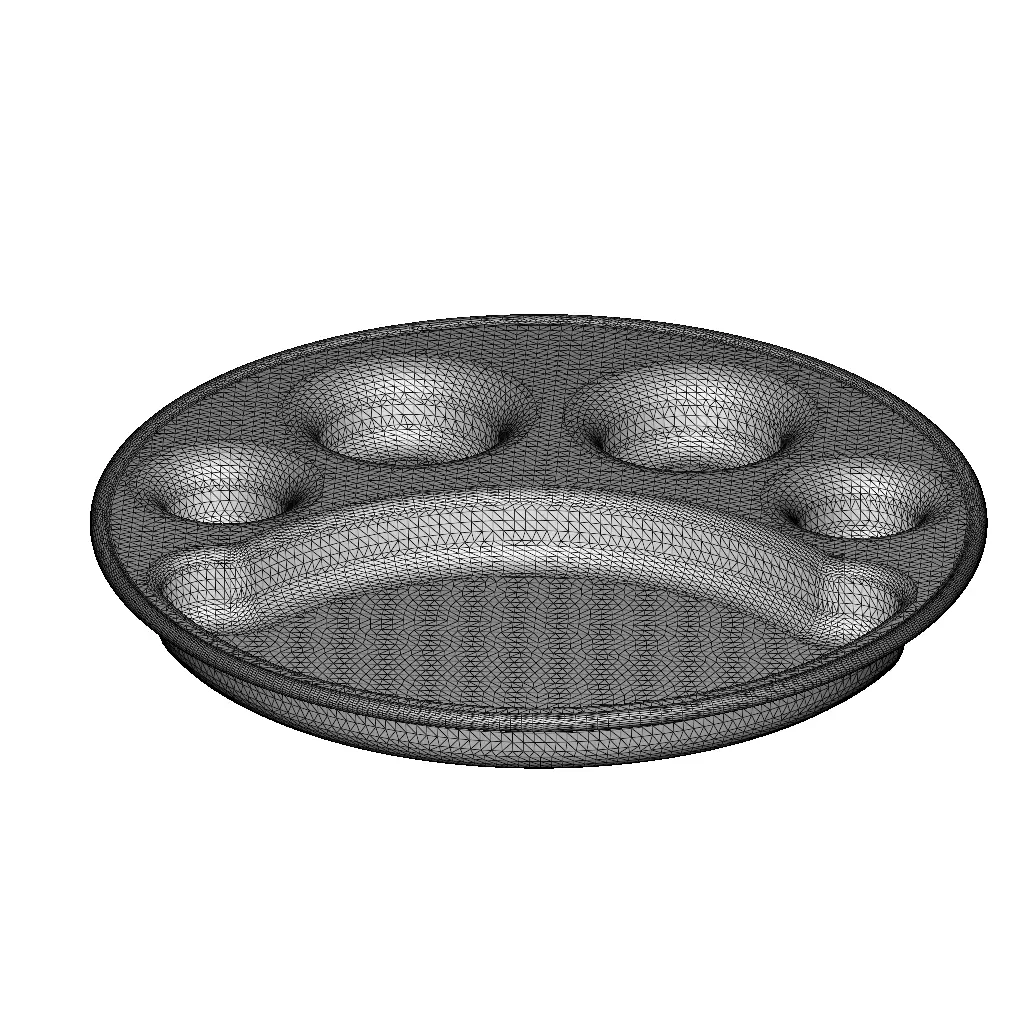 Plastic Stylish Round Dinner Plate 3D model_5