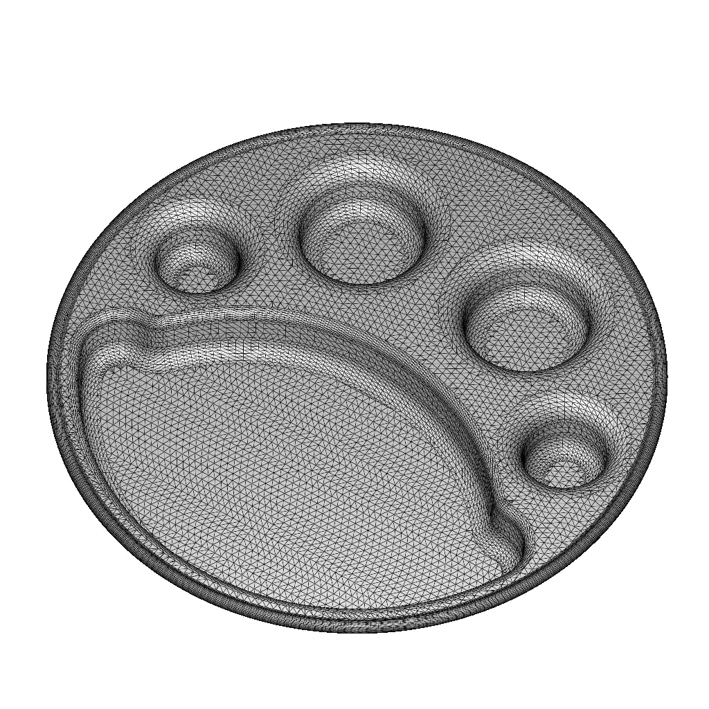 Plastic Stylish Round Dinner Plate 3D model_4