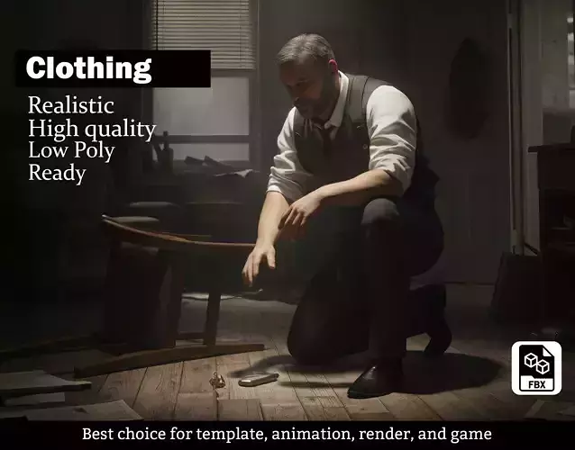 Detective Suit Outfit - Game Ready Realistic Clothing