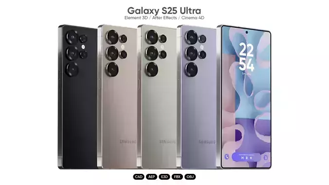  Galaxy S25 Ultra 3D Model for Element 3D And Cinema 4D 