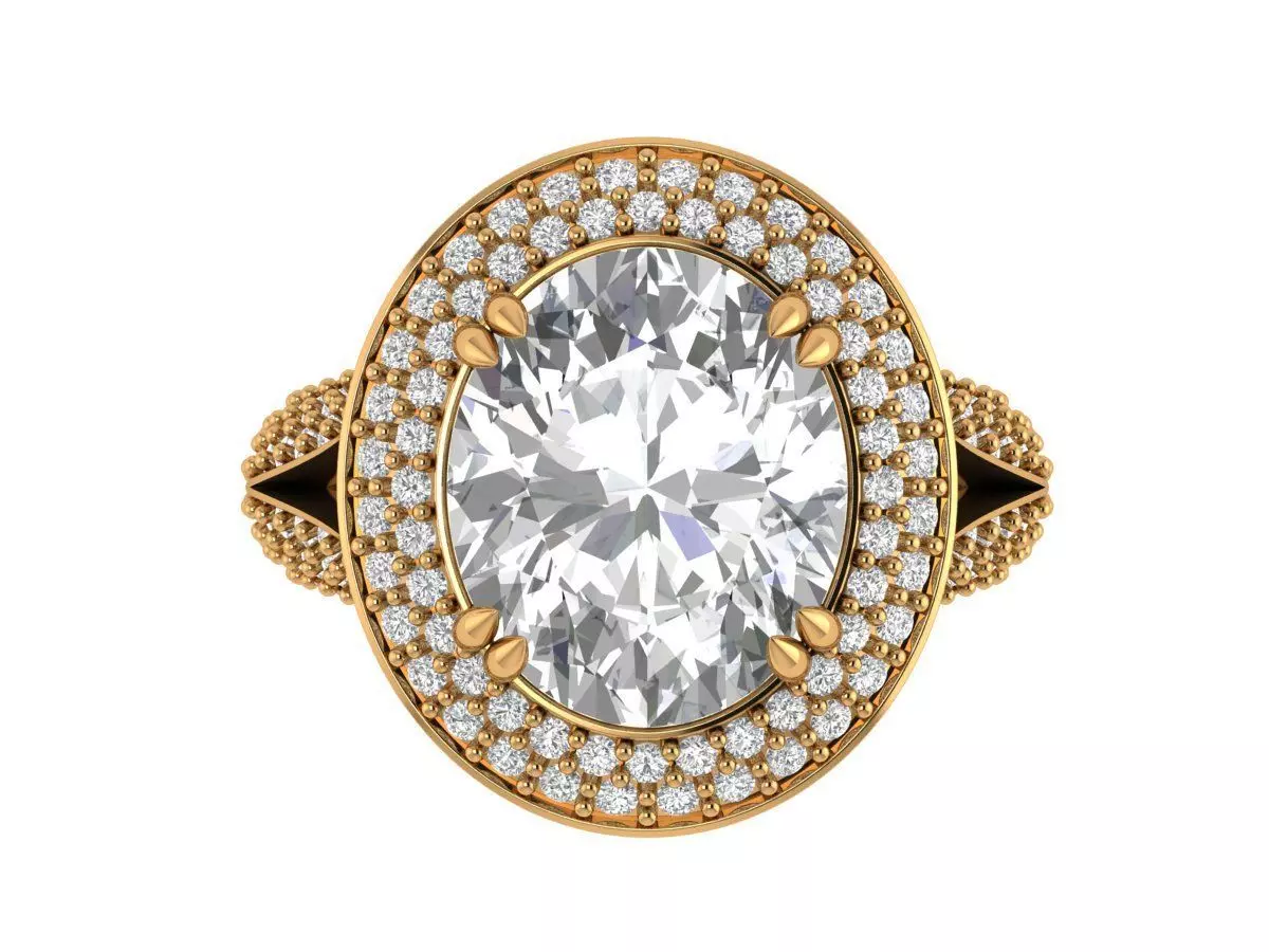 Oval Engagement Ring 3D print model_0