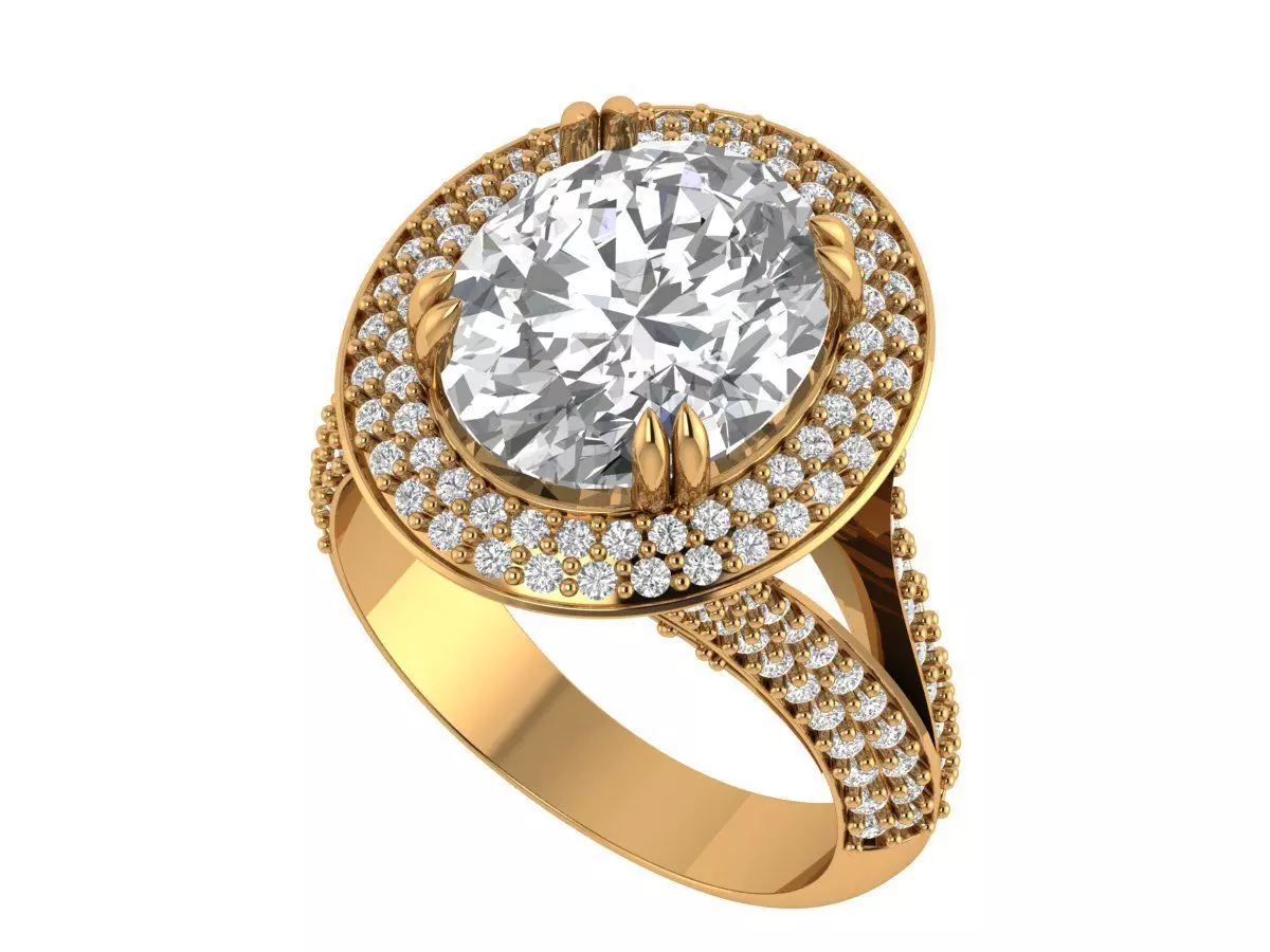Oval Engagement Ring 3D print model_1