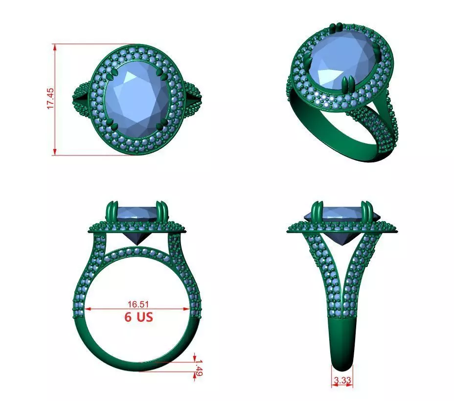 Oval Engagement Ring 3D print model_8