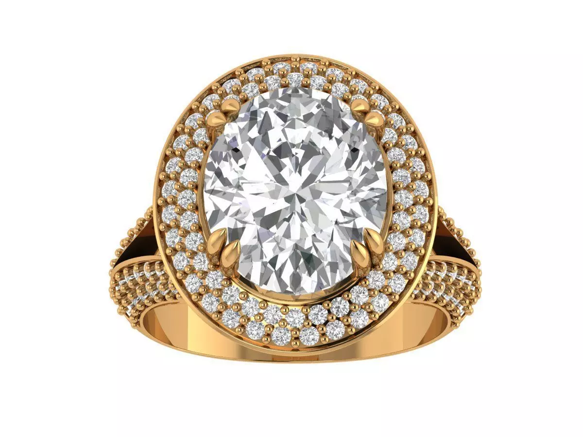 Oval Engagement Ring 3D print model_4