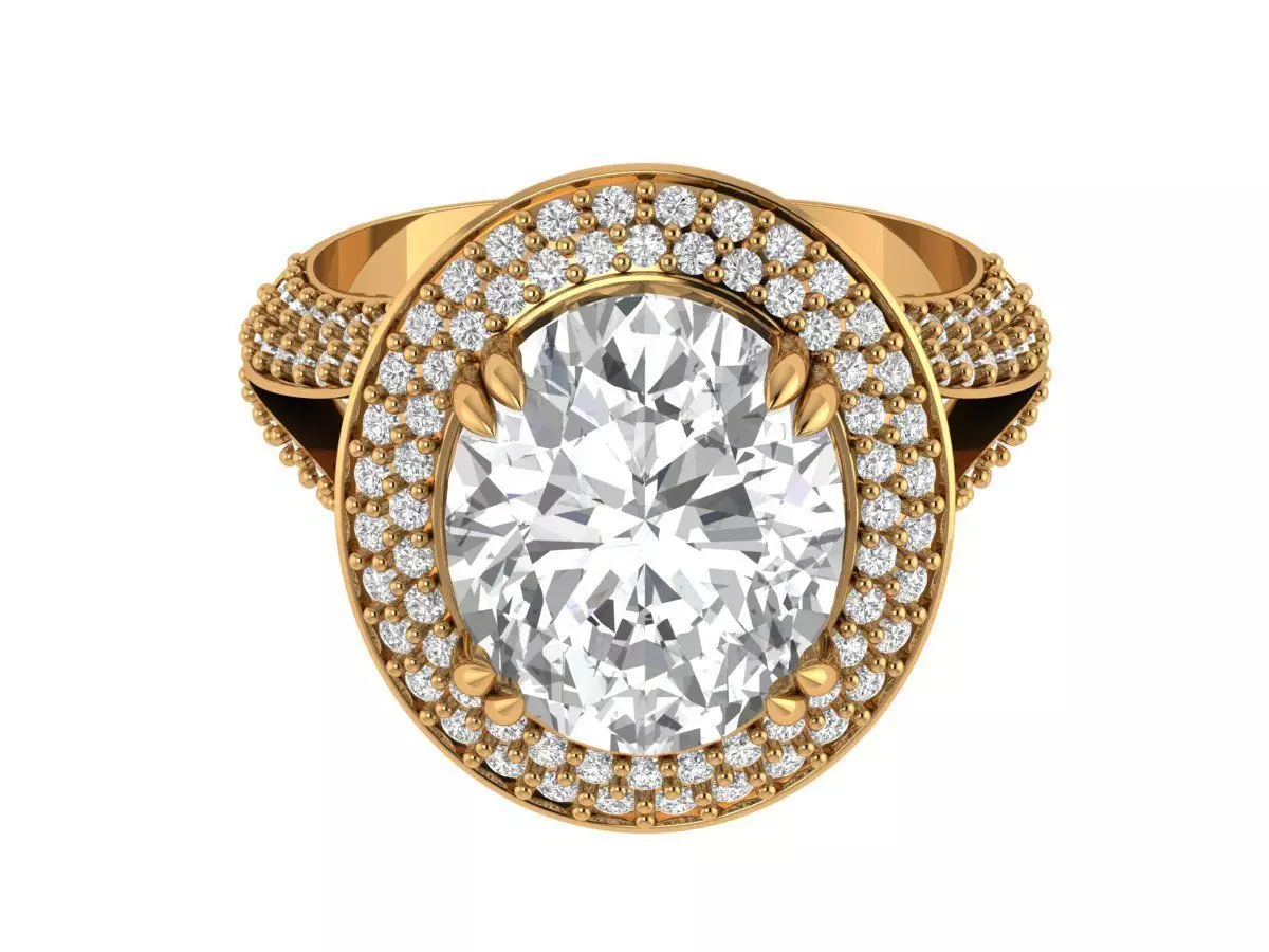 Oval Engagement Ring 3D print model_2