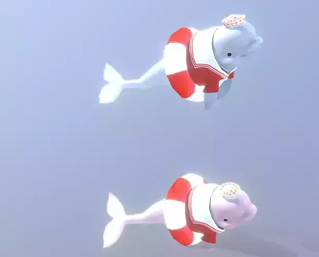 Baby DOLPHIN Greeting Spinning fbx png animated