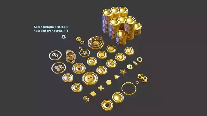 PBR Modular Low Poly Coin Kit for Games