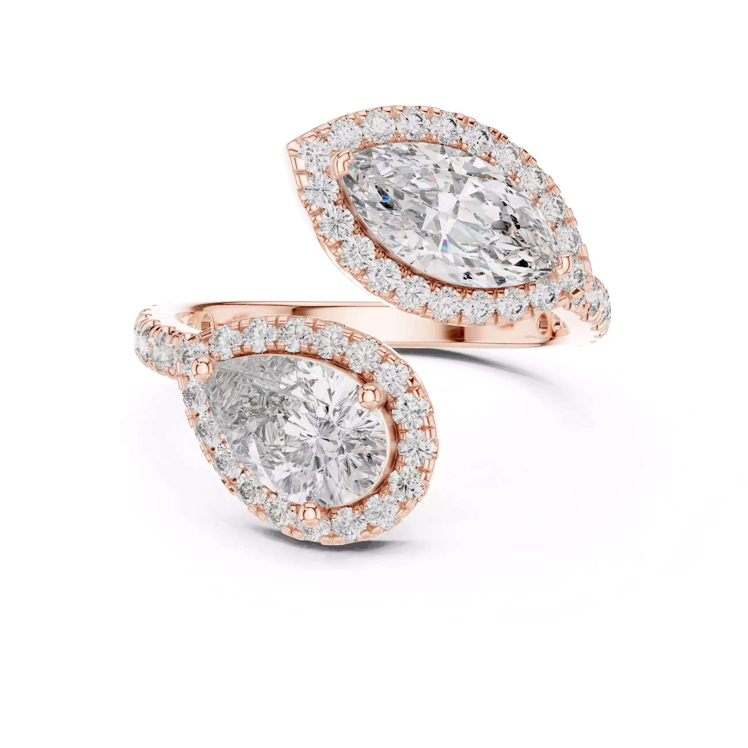 Marquise and Pear Diamond Solitaire Ring 3D print model