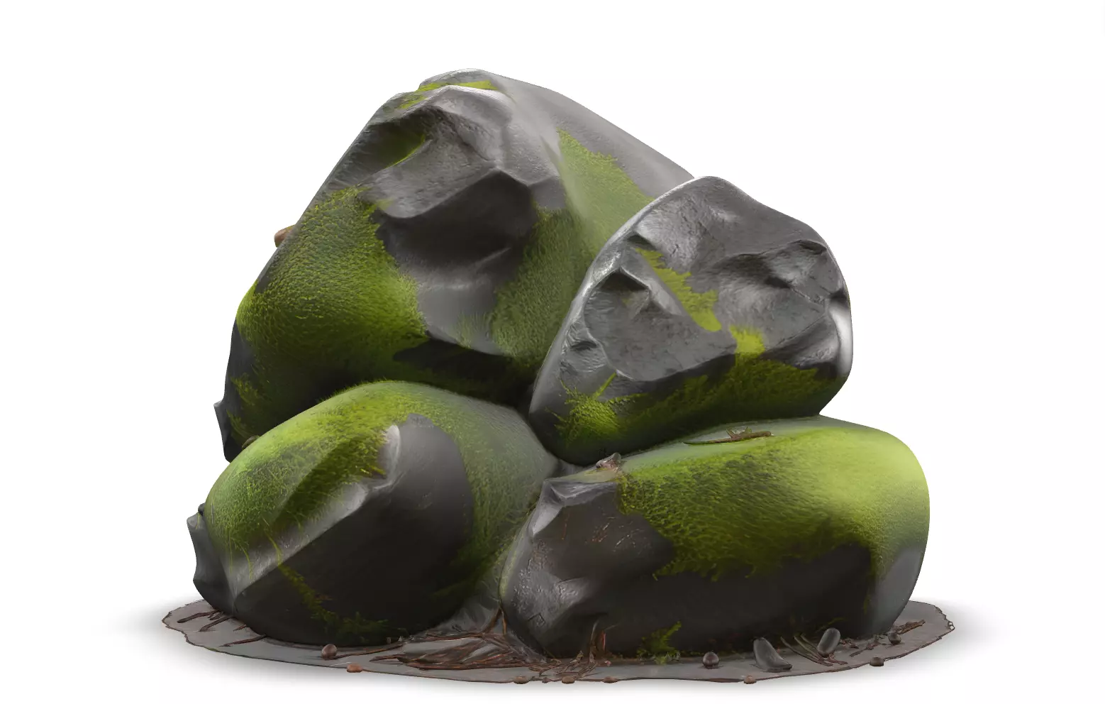 Mossy Rock Pack Vol 4 6 Realistic Forest Rocks and Stones Low-poly 3D model_3