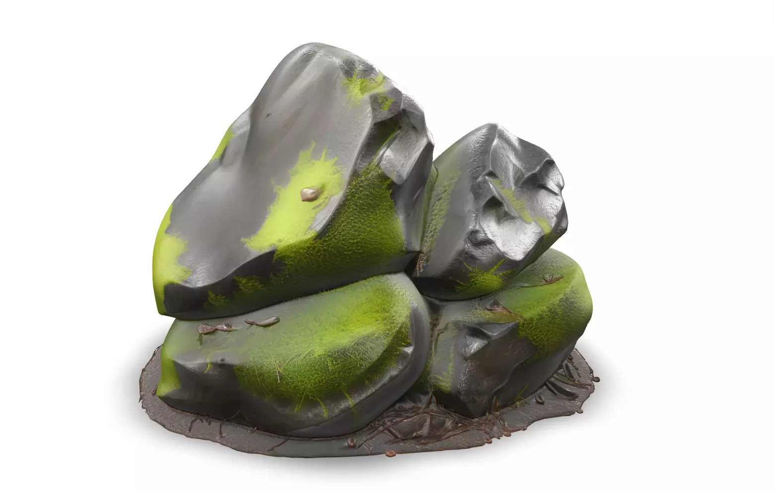 Mossy Rock Pack Vol 4 6 Realistic Forest Rocks and Stones Low-poly 3D model_1