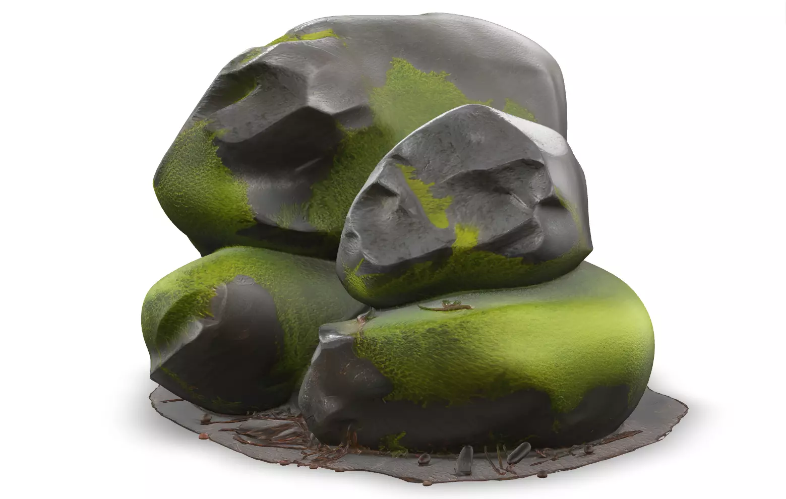 Mossy Rock Pack Vol 4 6 Realistic Forest Rocks and Stones Low-poly 3D model_2