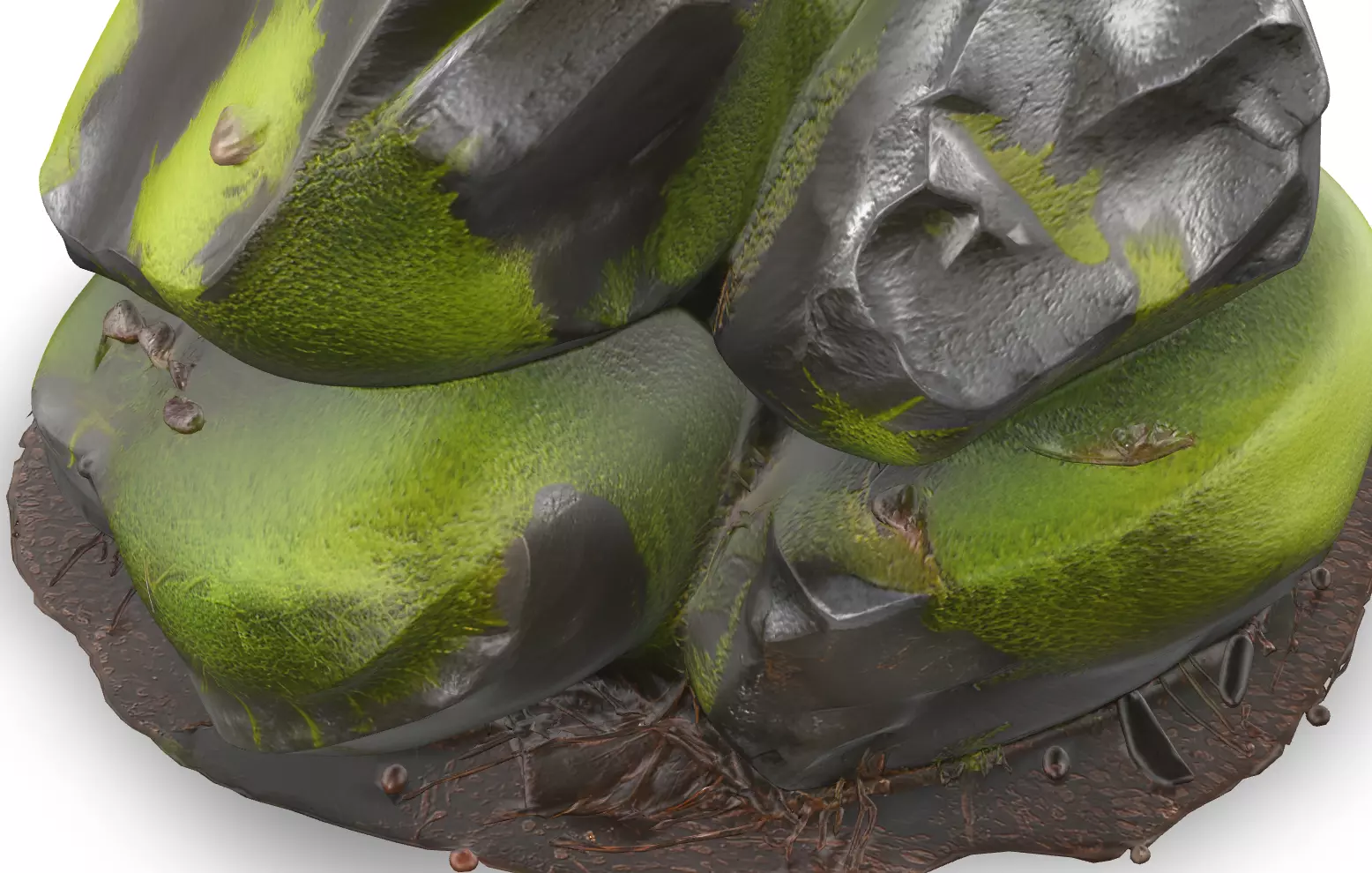 Mossy Rock Pack Vol 4 6 Realistic Forest Rocks and Stones Low-poly 3D model_4