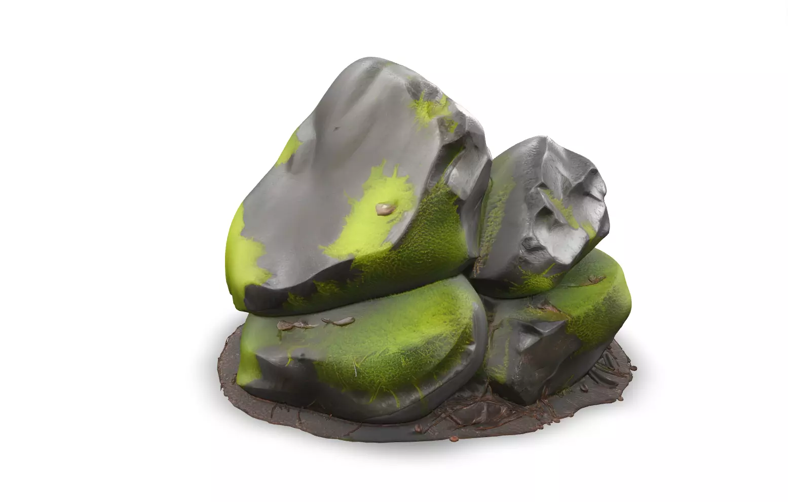 Mossy Rock Pack Vol 4 6 Realistic Forest Rocks and Stones Low-poly 3D model_5