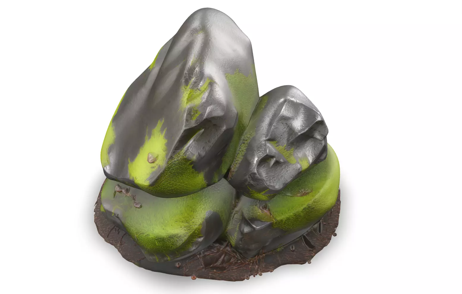 Mossy Rock Pack Vol 4 6 Realistic Forest Rocks and Stones Low-poly 3D model_6