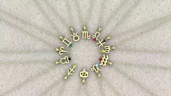 zodiac necklace  birthstone necklace 