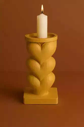 Mustard  Heart Candle Holder