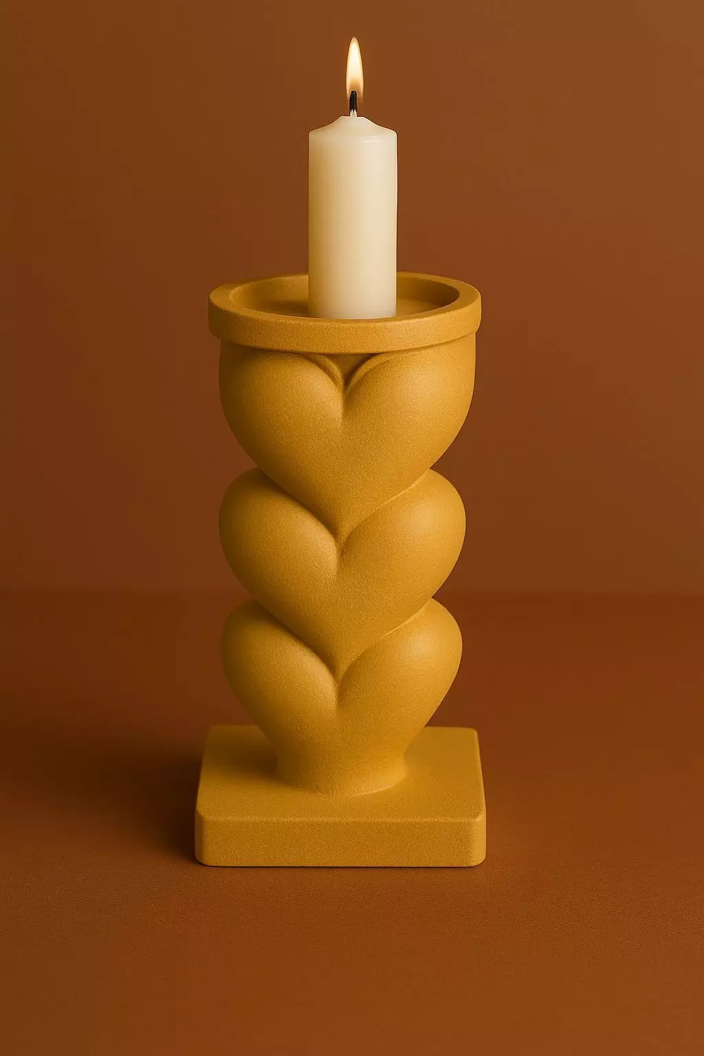 Mustard  Heart Candle Holder 3D print model_0