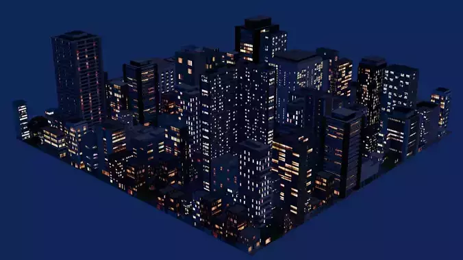 City Downtown Skyscraper Street 02 - NIGHT