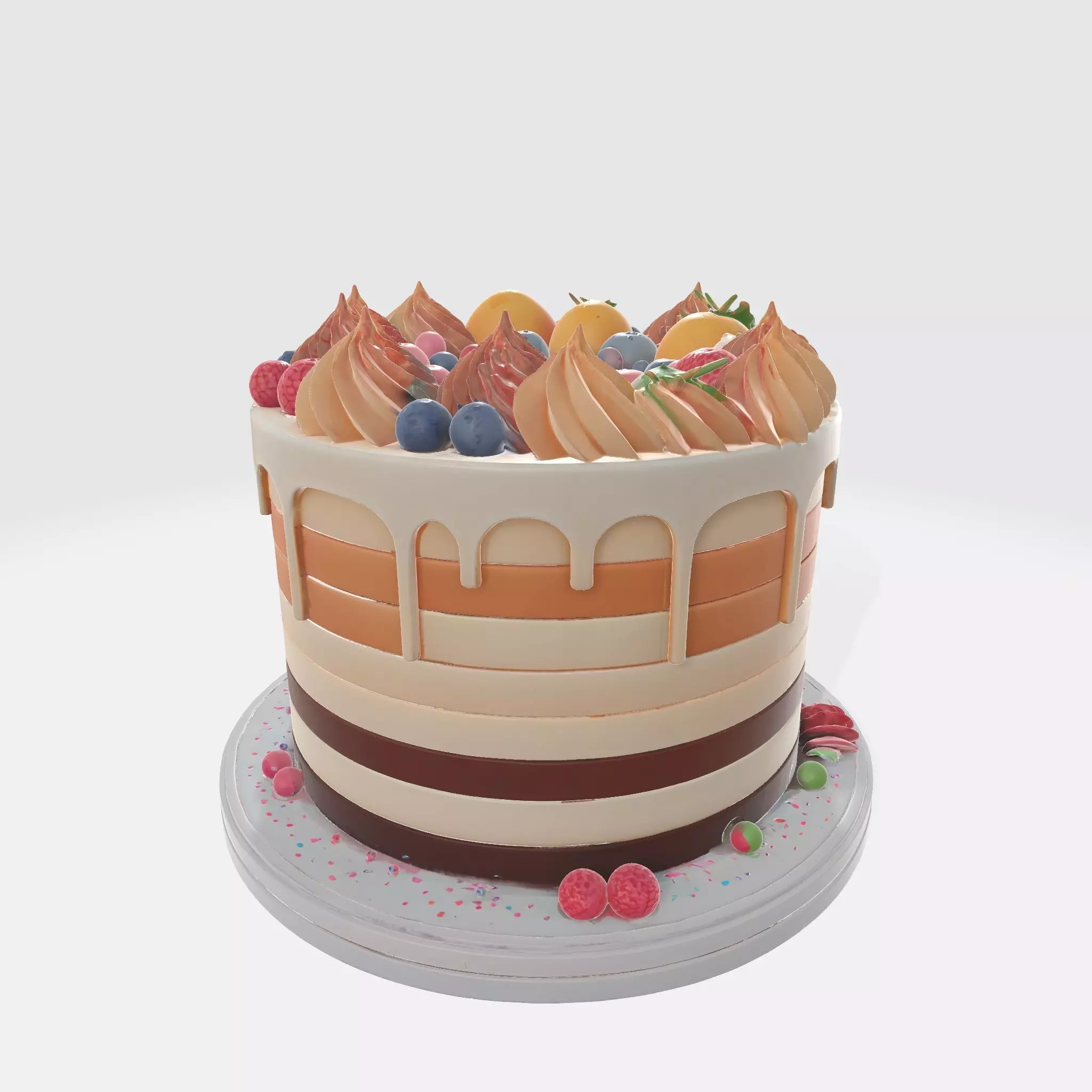 Cake 3 Low-poly 3D model_0