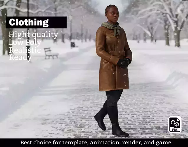 Leather Trench Coat with Boots and Scarf - Game Ready