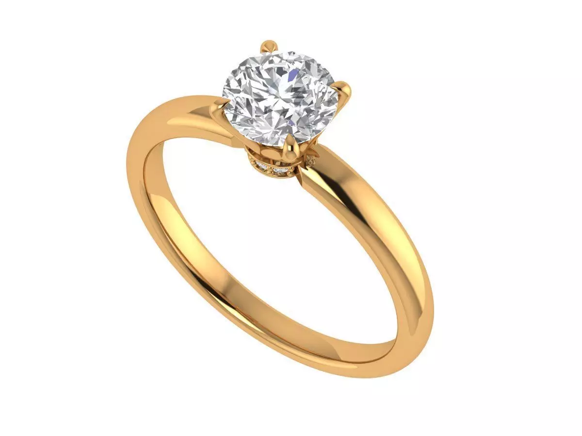 Round Solitaire Ring 3D print model_2
