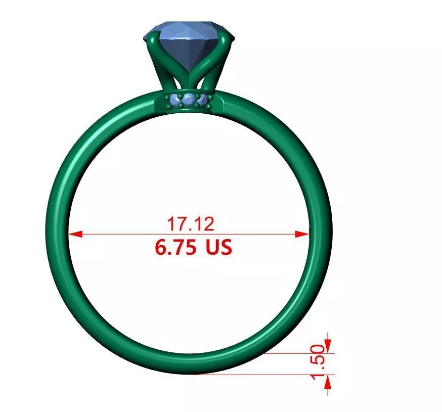 Round Solitaire Ring 3D print model_14