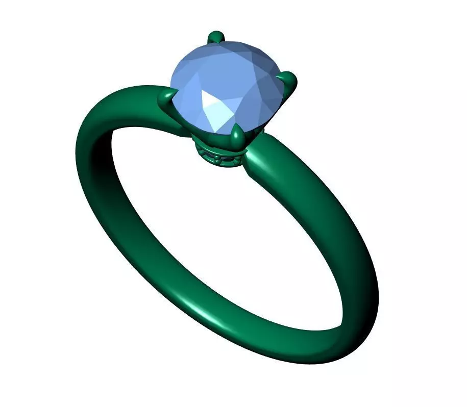 Round Solitaire Ring 3D print model_7