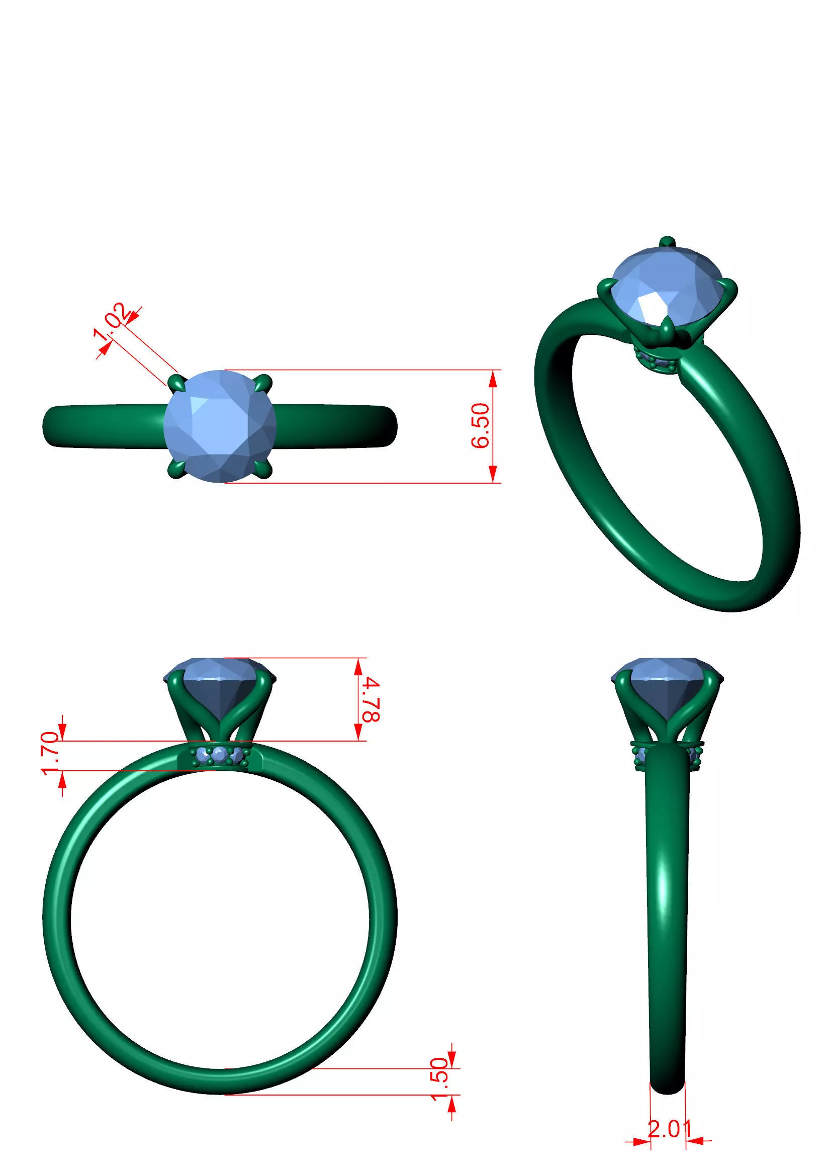 Round Solitaire Ring 3D print model_18