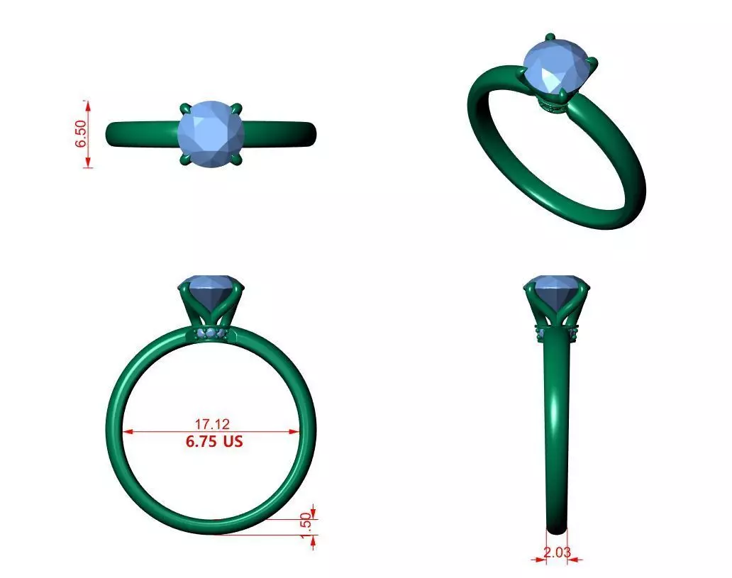 Round Solitaire Ring 3D print model_10