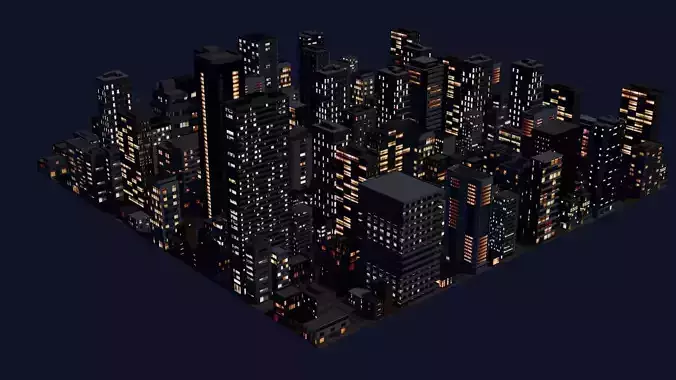 City Downtown Skyscraper Street 03 - NIGHT