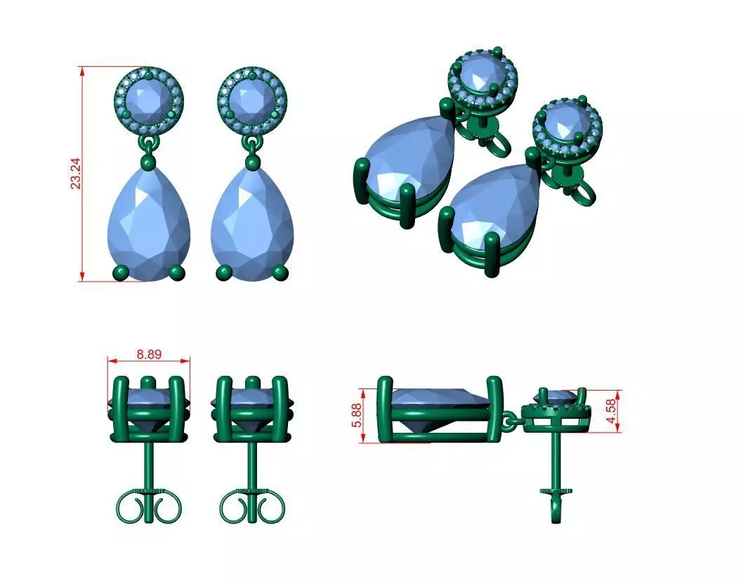 Pear Antiq Earings 3D print model_9