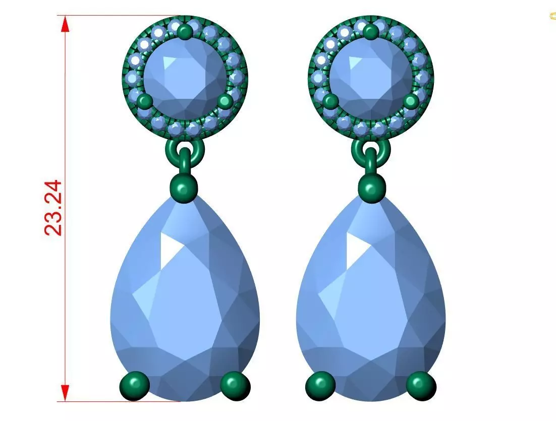 Pear Antiq Earings 3D print model_11