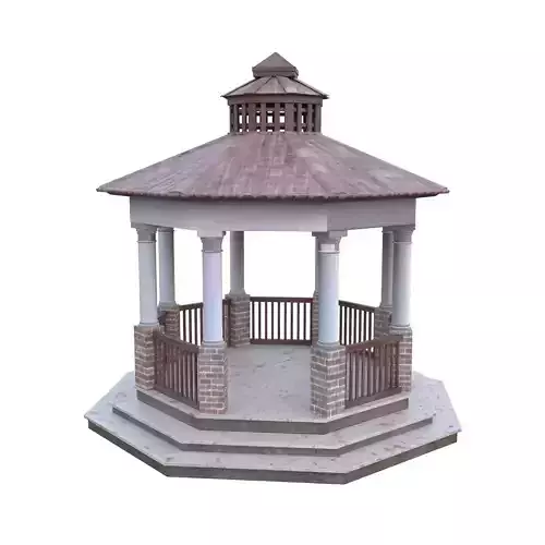Gazebo Pavilion Low Poly 3D Model PBR Textured Blender Ready Low-poly 3D model 3