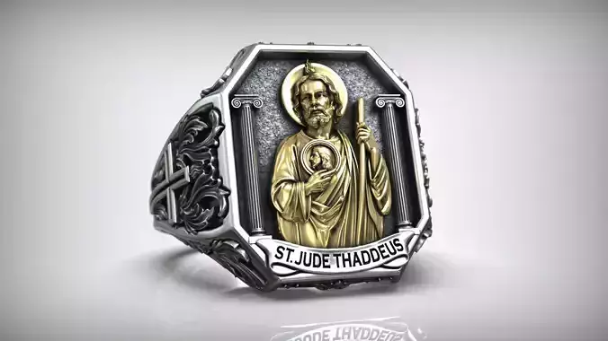Saint Jude Thaddeus The Apostle Christian Cross Signet