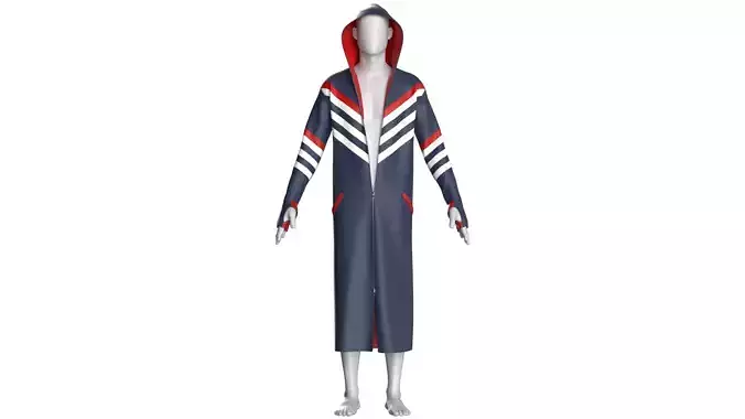 Men Hooded Raincoat Leather Jacket 3D model