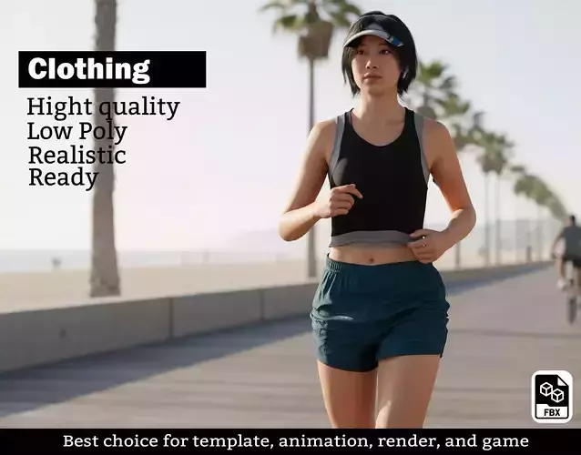 Female Runner Outfit - Sportswear Set with Cap and Shoes