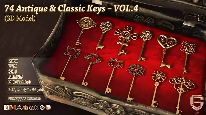 74 Antique and Classic Keys Vol 4 3D Model