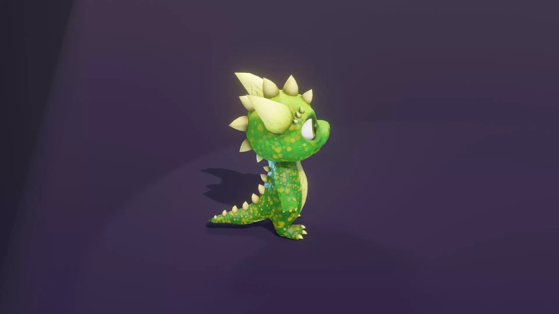 Cartoon Green Dinosaur 3D Model Animated Character Low-poly 3D model_8