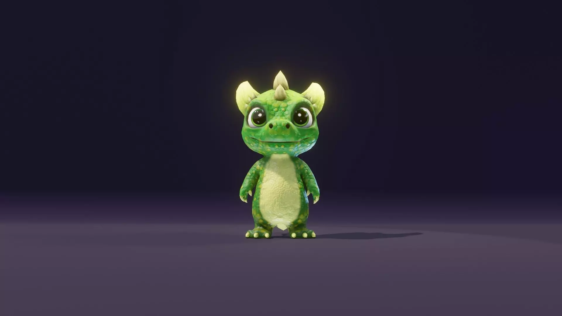 Cartoon Green Dinosaur 3D Model Animated Character Low-poly 3D model_7