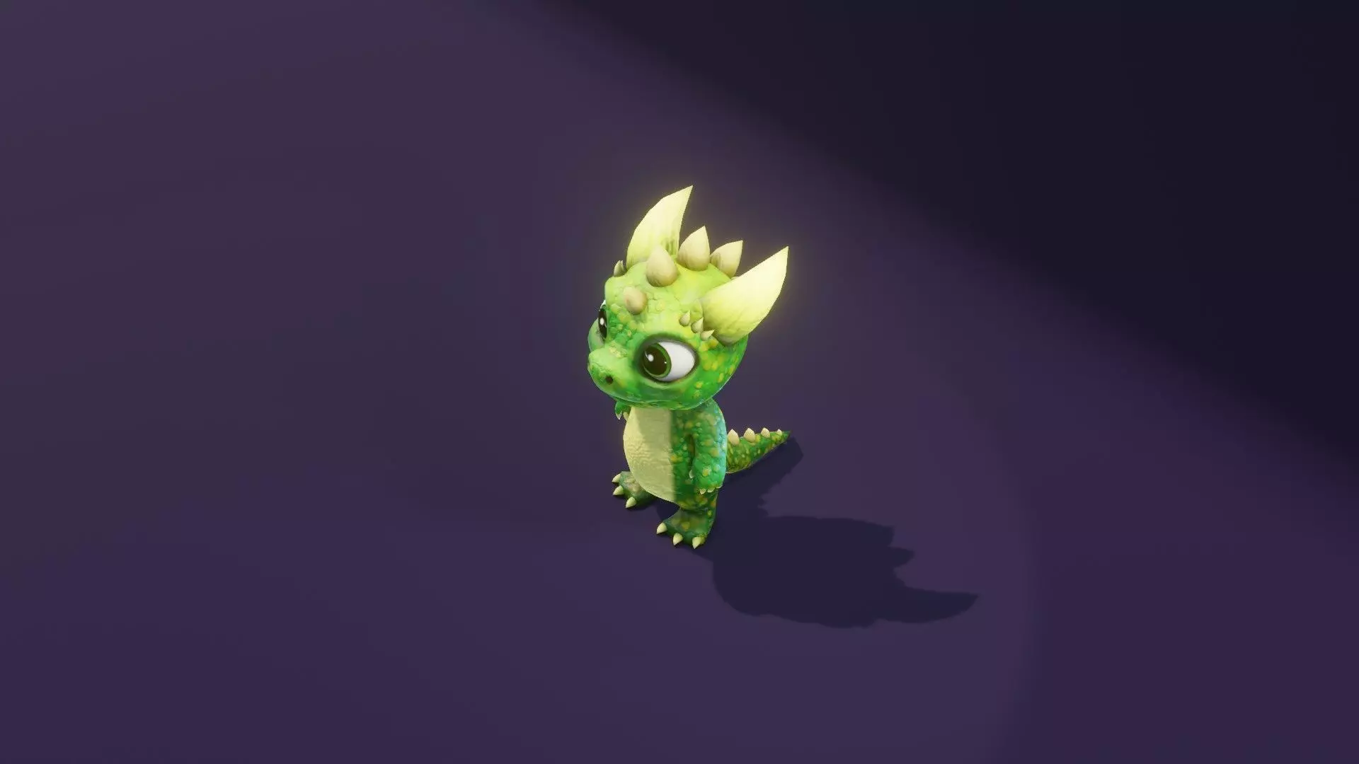 Cartoon Green Dinosaur 3D Model Animated Character Low-poly 3D model_12