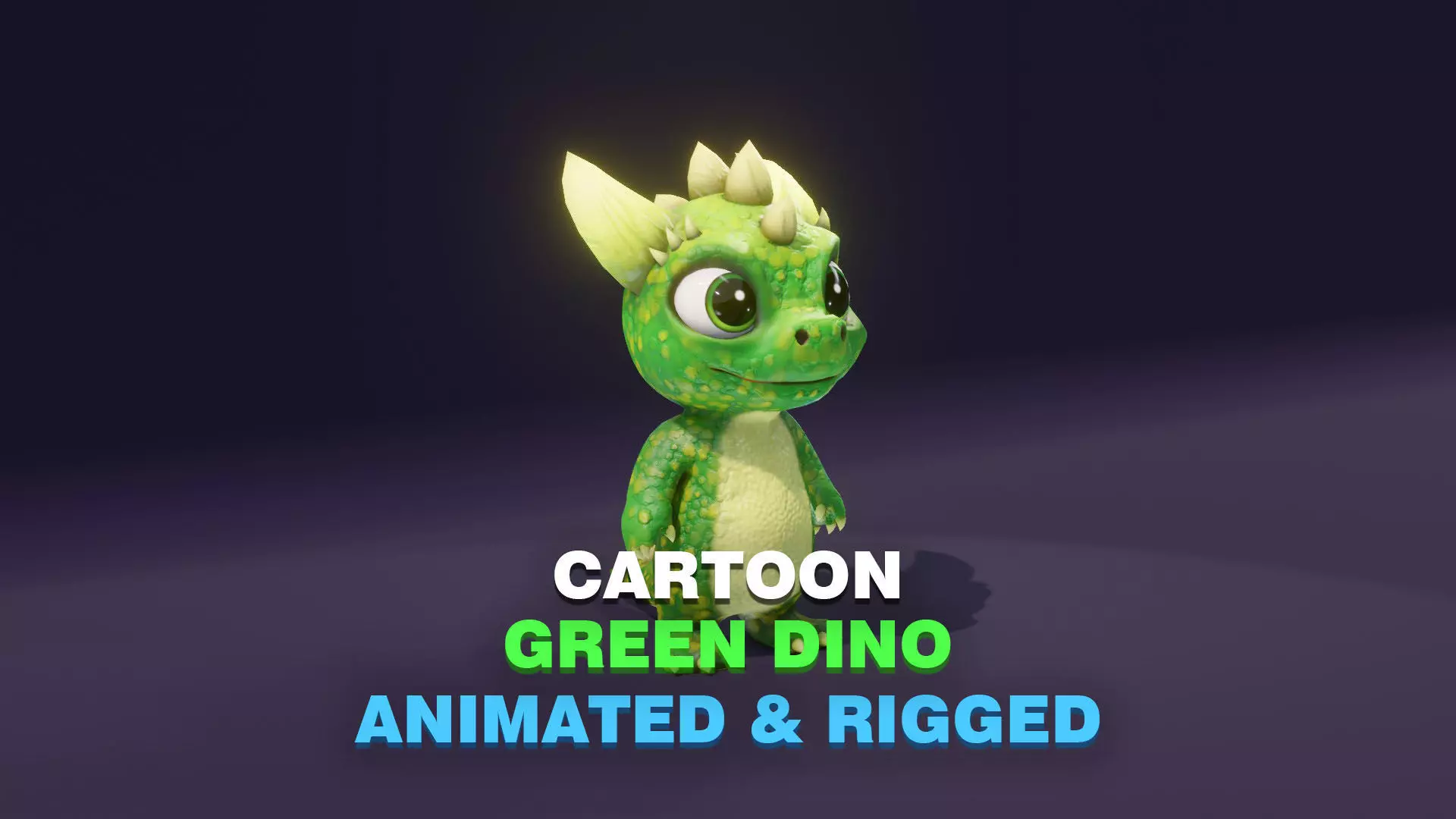 Cartoon Green Dinosaur 3D Model Animated Character Low-poly 3D model_0