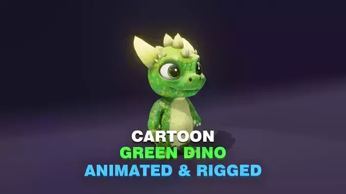 Cartoon Green Dinosaur 3D Model Animated Character