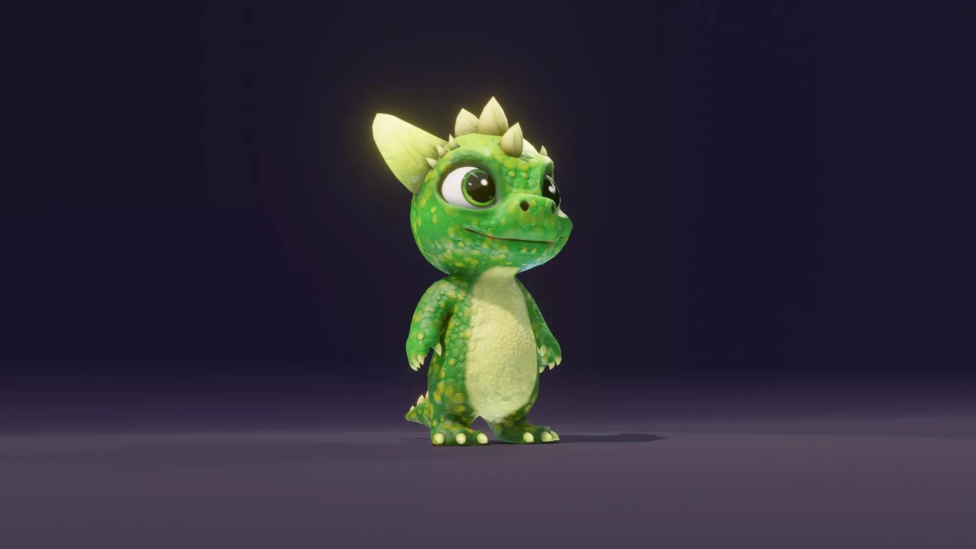Cartoon Green Dinosaur 3D Model Animated Character Low-poly 3D model_13