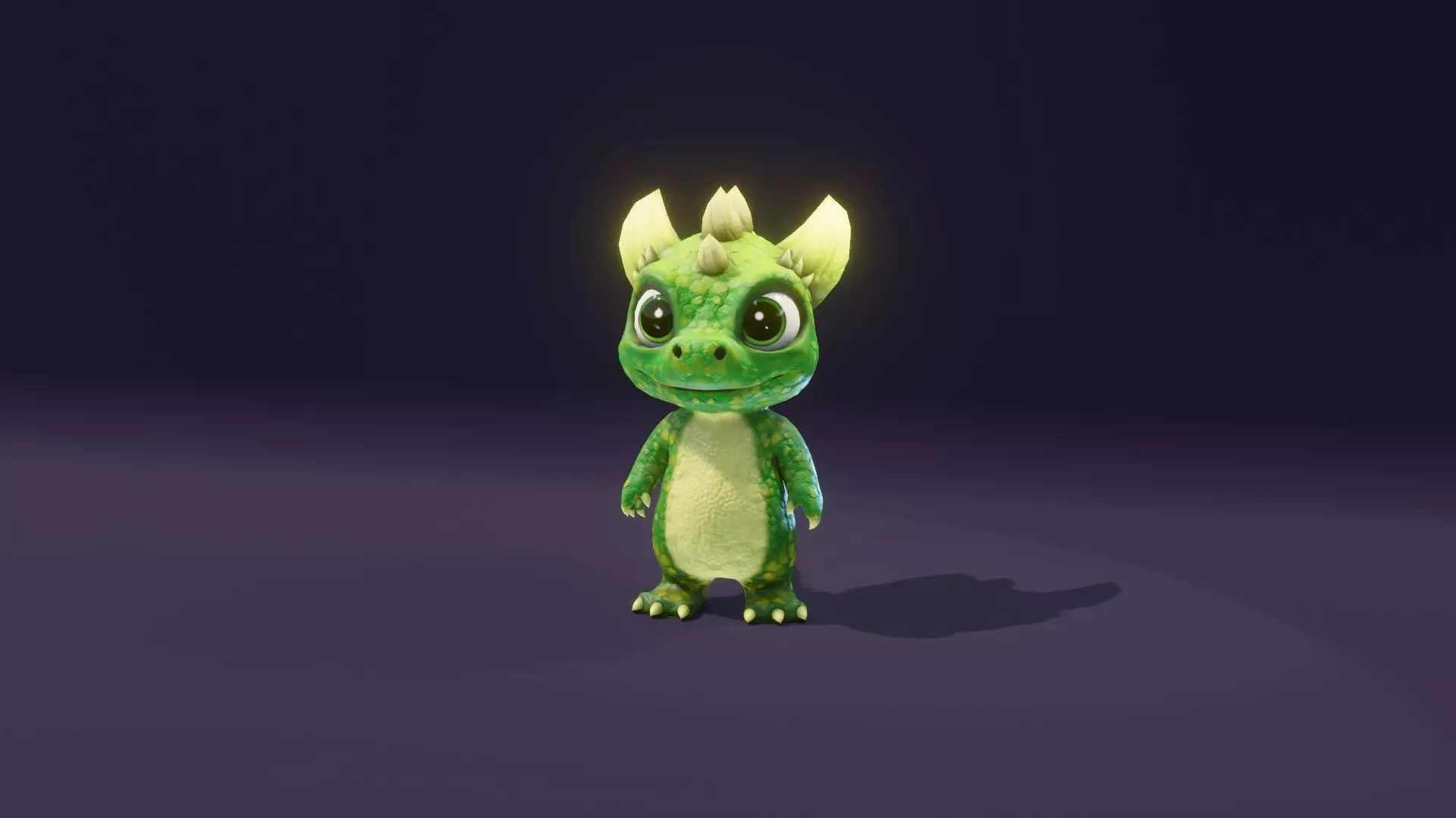 Cartoon Green Dinosaur 3D Model Animated Character Low-poly 3D model_4