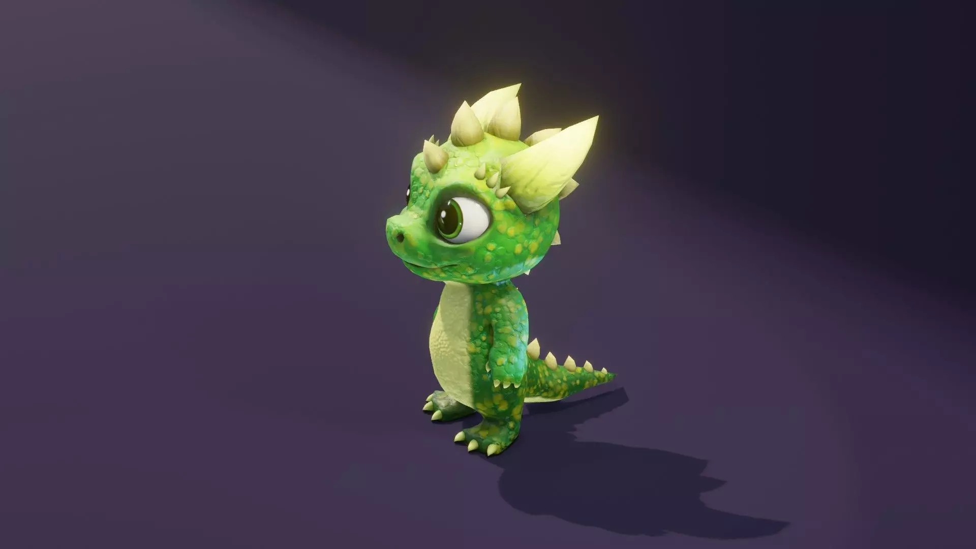 Cartoon Green Dinosaur 3D Model Animated Character Low-poly 3D model_5