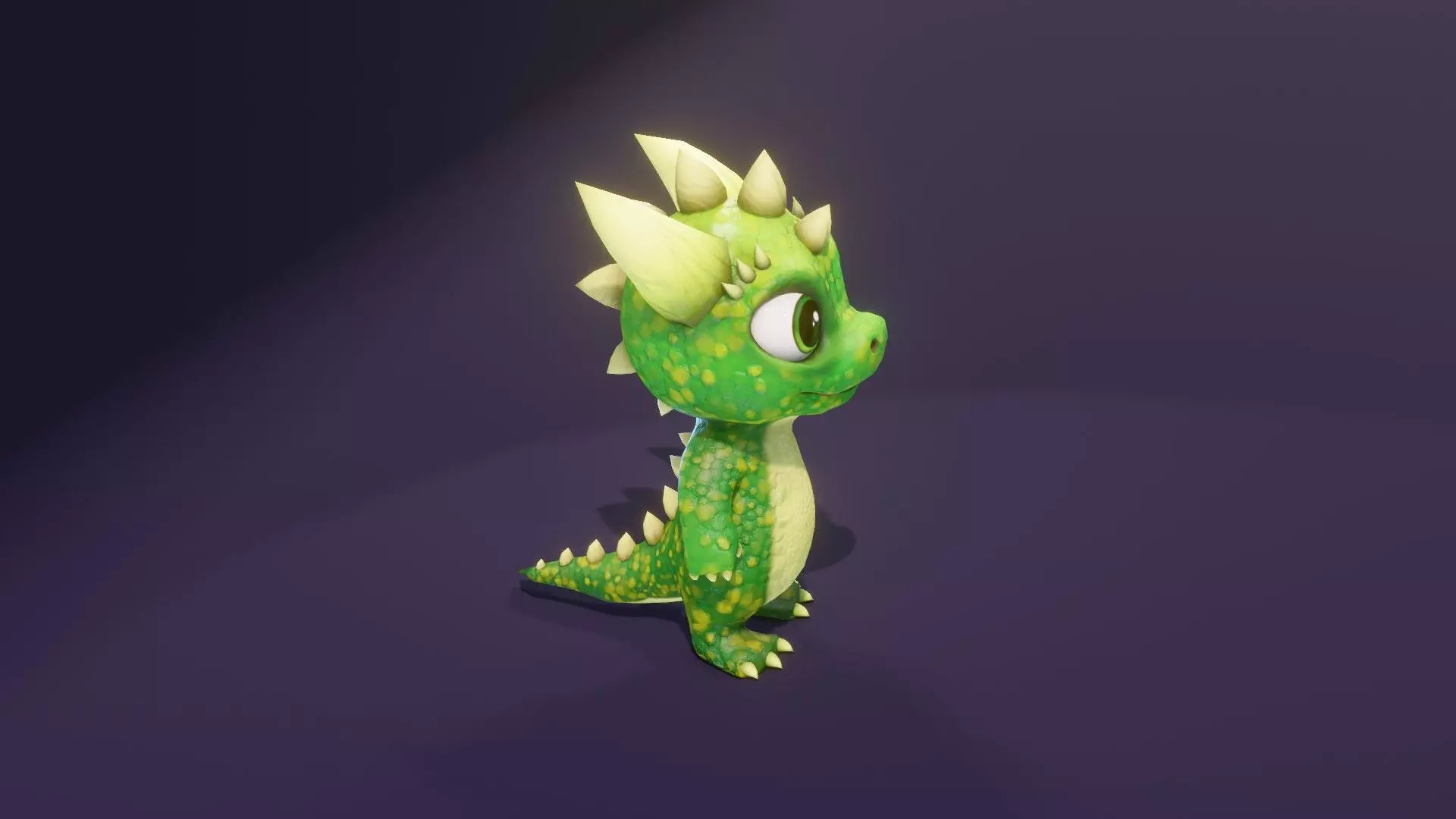 Cartoon Green Dinosaur 3D Model Animated Character Low-poly 3D model_11