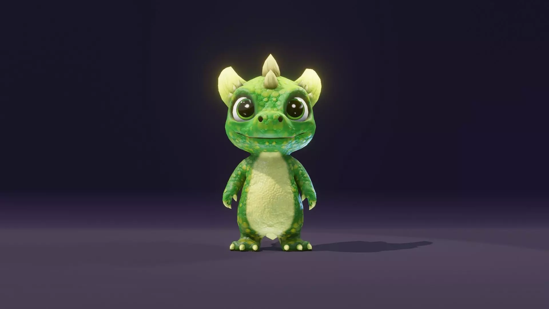 Cartoon Green Dinosaur 3D Model Animated Character Low-poly 3D model_18