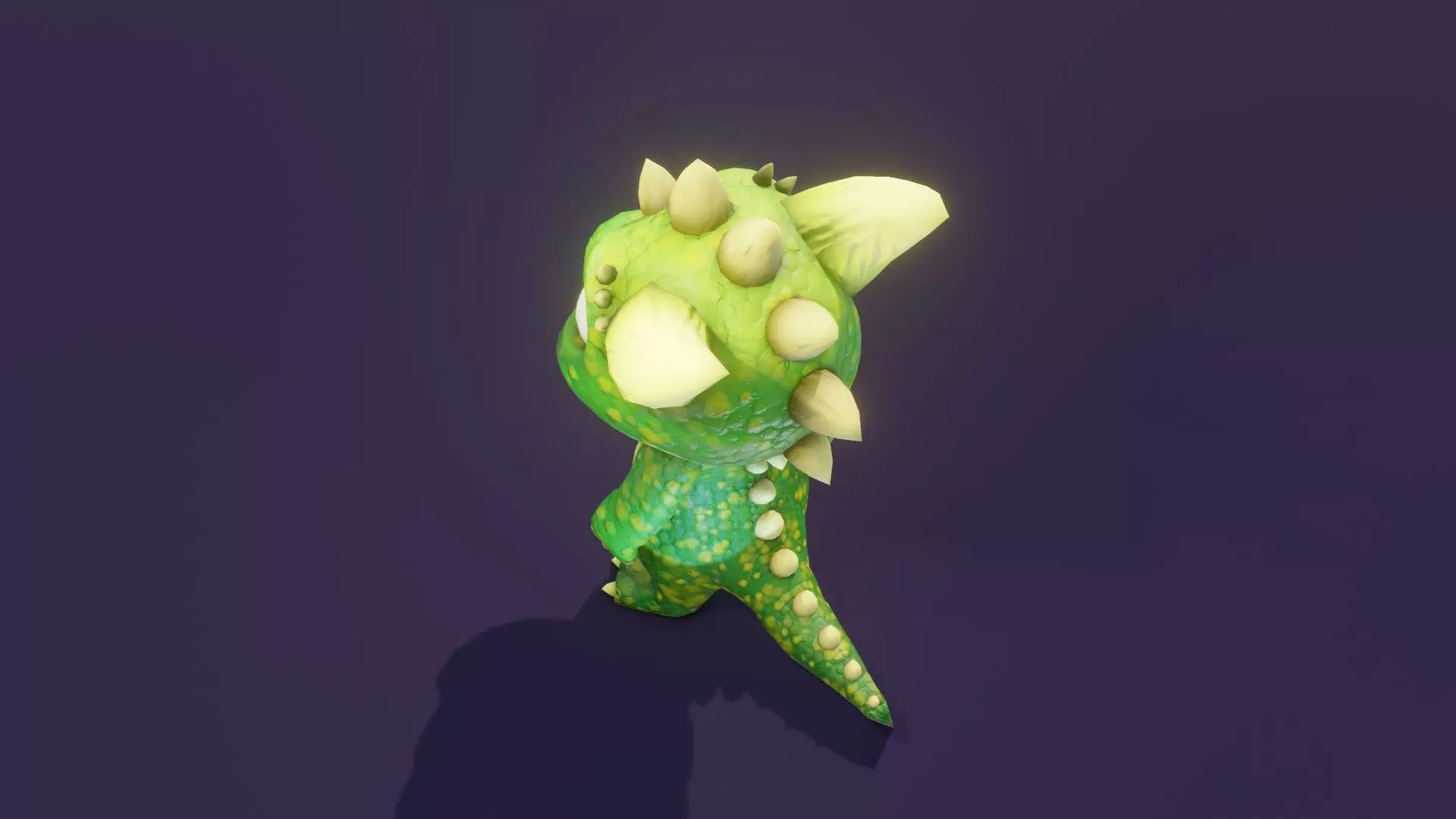 Cartoon Green Dinosaur 3D Model Animated Character Low-poly 3D model_9