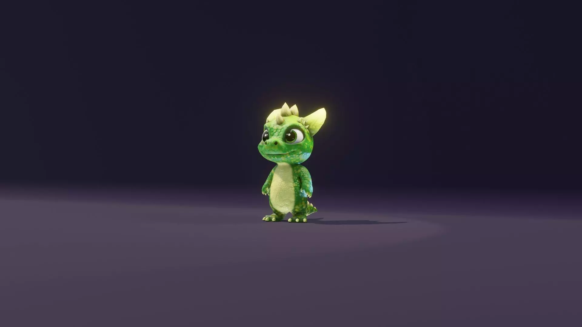 Cartoon Green Dinosaur 3D Model Animated Character Low-poly 3D model_16