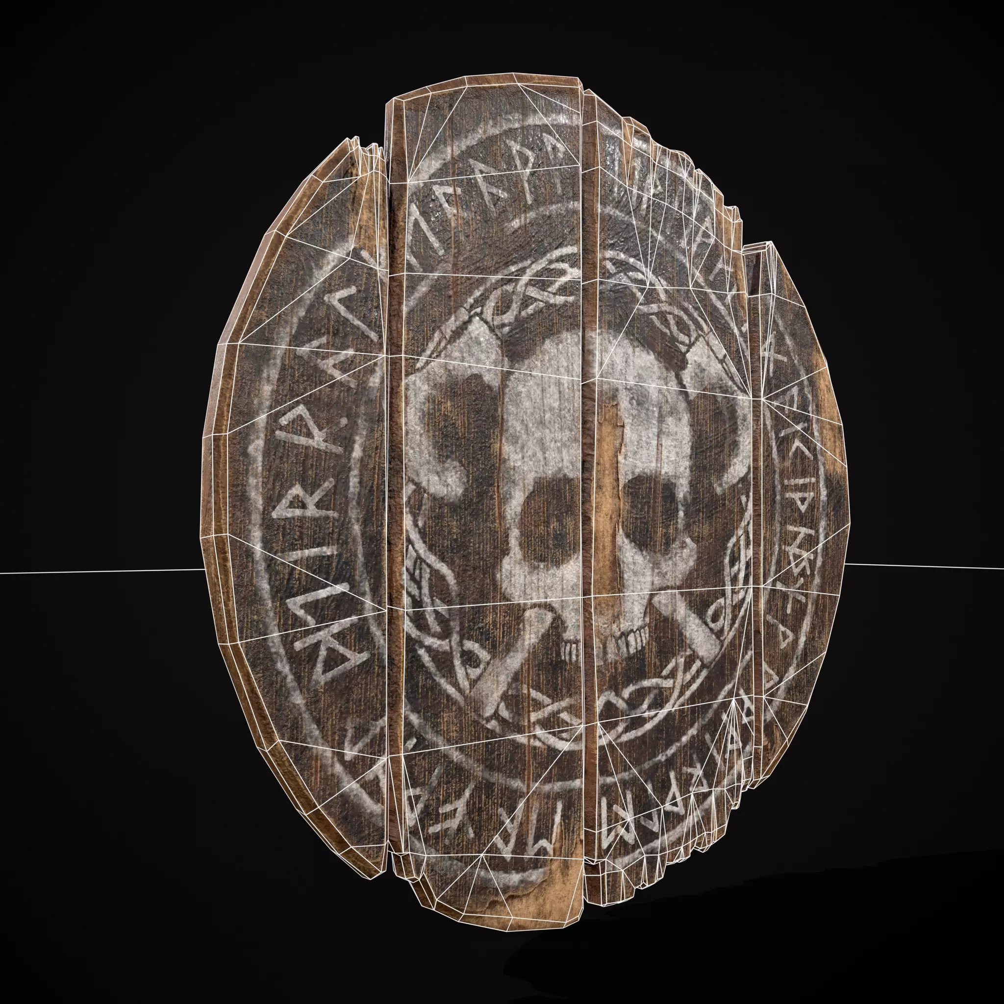 BW Norse Skull Coat of Arms Low-poly 3D model_4